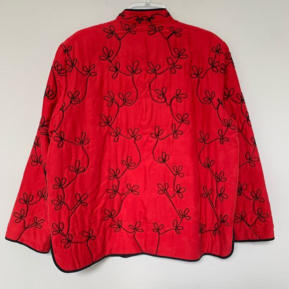 Chico's Design 100% silk embroidered jacket size L. - Picture 2 of 8